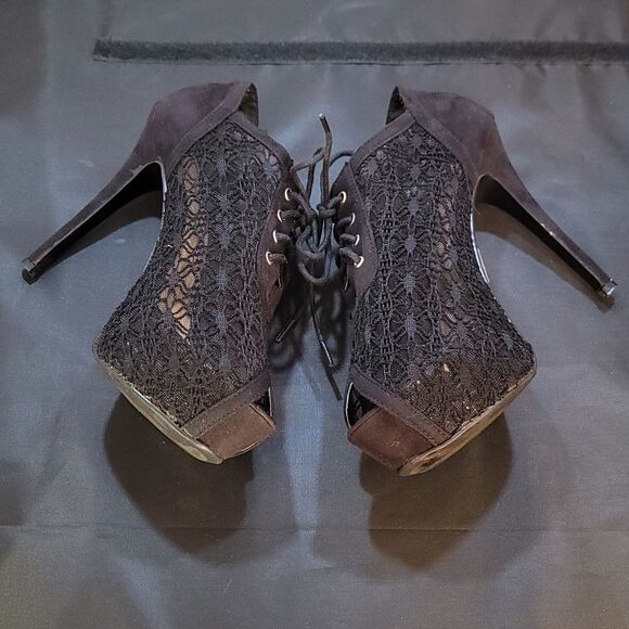 CHASE+CHLOE MESH LACE DESIGN PEEP TOE HIGH HEEL STILETTO PUMP - Picture 10 of 15